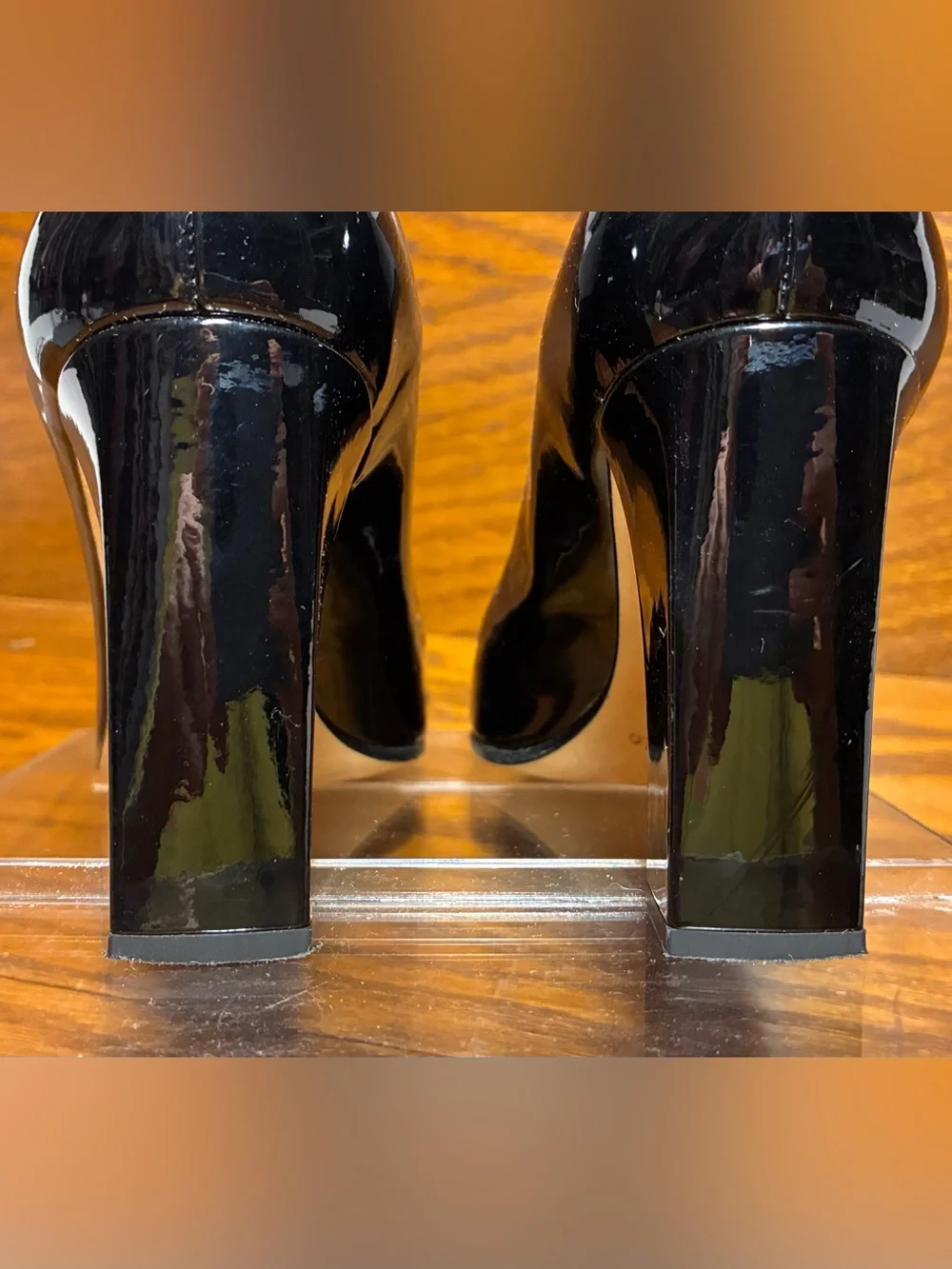 Kate Spade ITALY MADE Black Patent Leather Block Heel Pumps Size 6